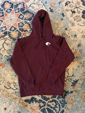 Costa Maroon Hoodie with Small White Chest Logo
